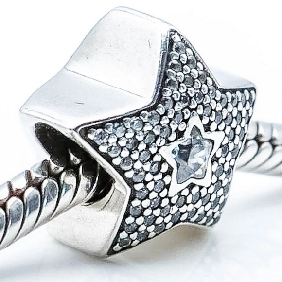 PANDORA Wishing Star Sterling Silver Charm With Clear Zirconia - Picture 2 of 6
